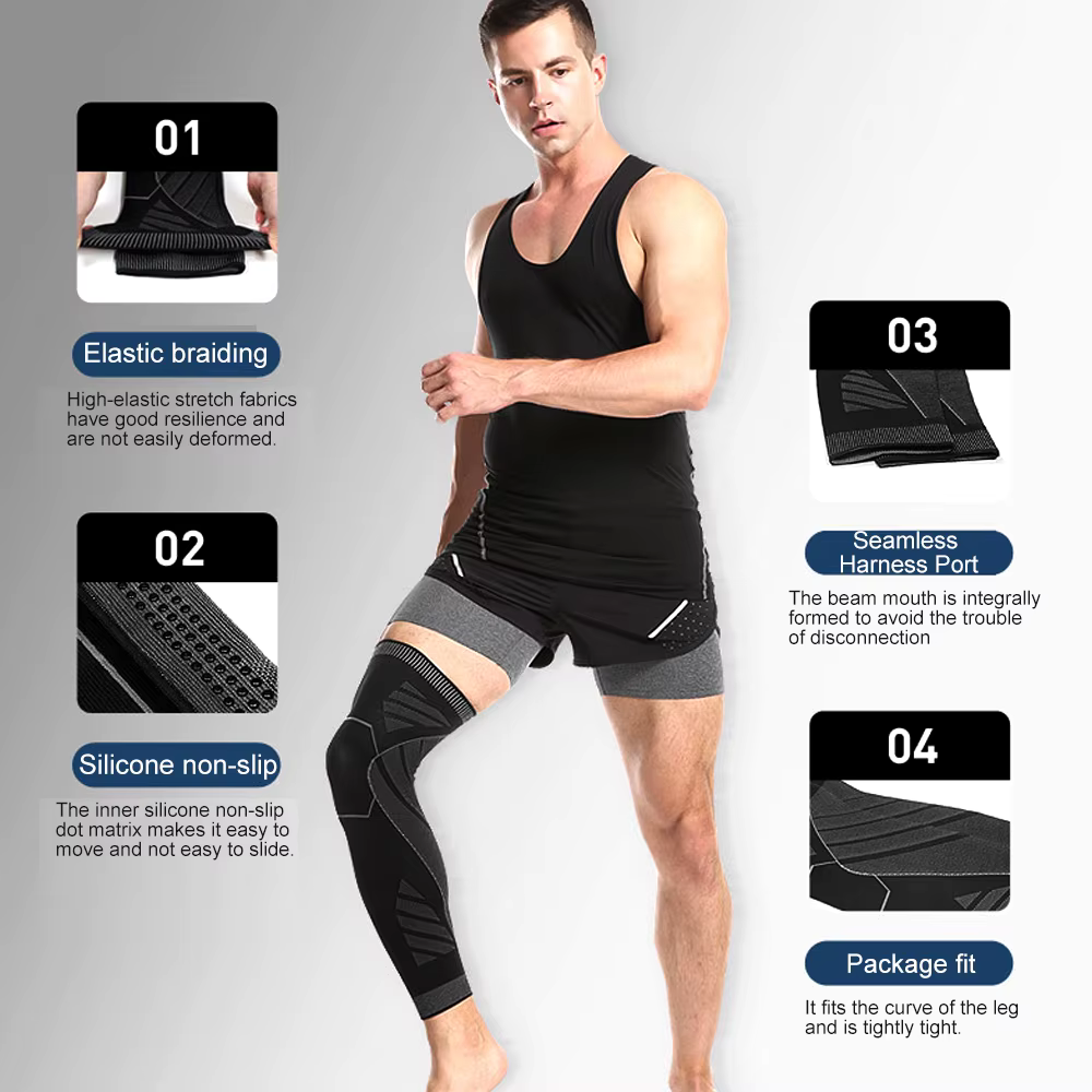 BraceTop 1 PC Manchons de jambe complets Manchons de jambe à compression longue Manchons de genou Pr
