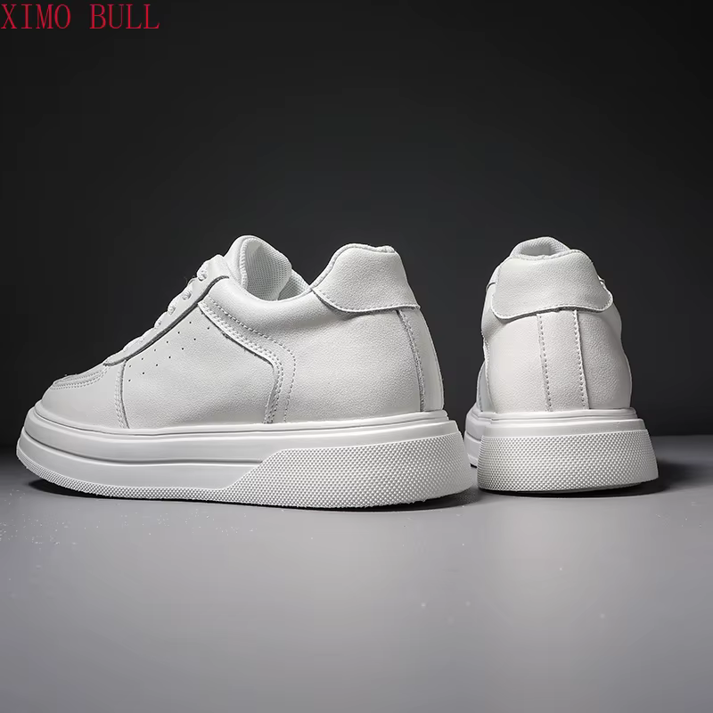 Chaussures De Sport en cuir blanc pour hommes, baskets rehaussantes invisibles De 10cm, grande taill