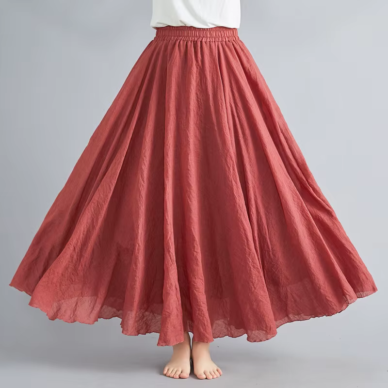 Robe littéraire en coton et lin pour fille Mori, 28 couleurs, taille élastique, jupe d'extension tra