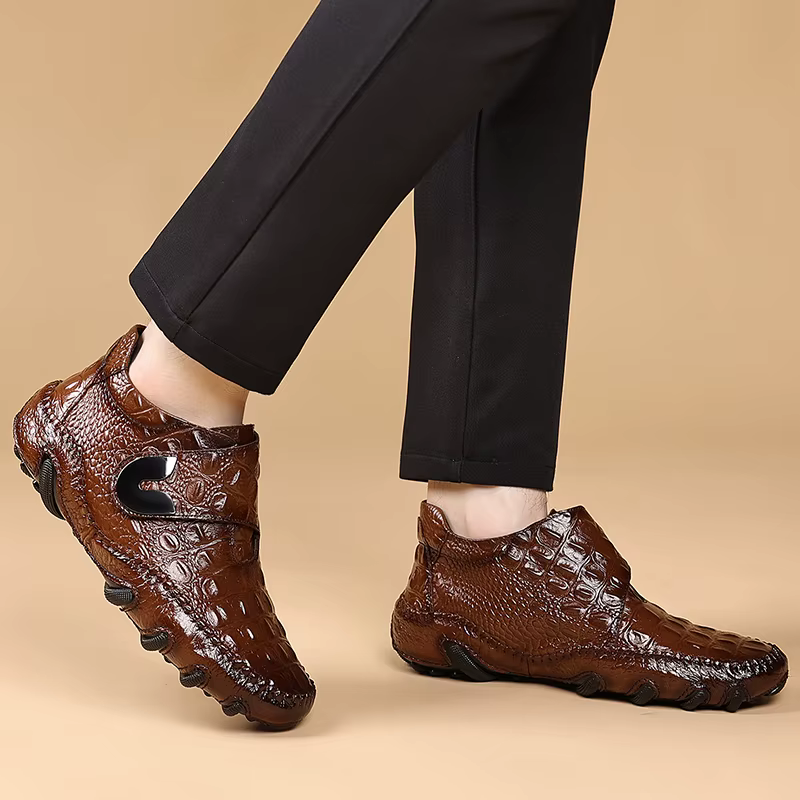 Mode Crocodile à motifs en cuir hommes chaussures de cheville décontractées marque de luxe affaires 