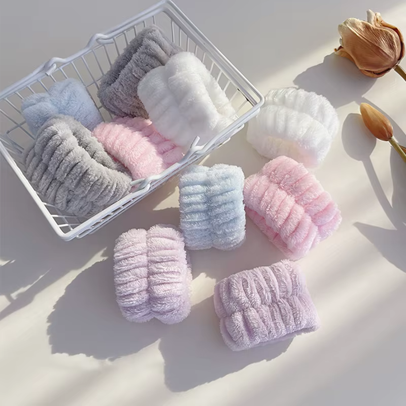 2 pièces réutilisable Spa poignet bandeau doux microfibre serviette bracelets pour laver le visage f