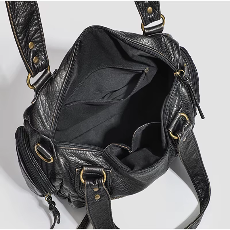 Sac fourre-tout Y2K tendance pour femme, style punk motard, grande capacité, en cuir PU, sac bandoul