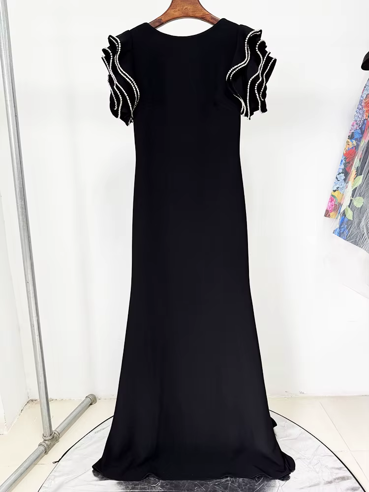HIGH STREET Nouvelle Collection 2026 Robe Longue de Soirée Designer pour Femme, Ornée de Perles et d