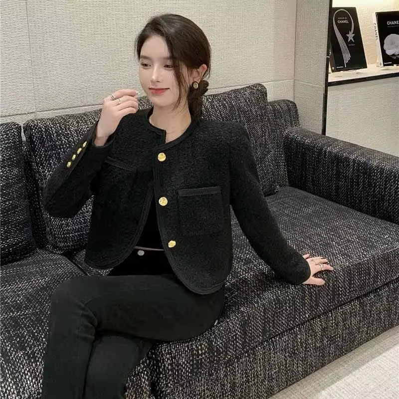 Vestes courtes en fausse laine pour femmes, manteau à boutonnage simple, vêtements d'extérieur éléga