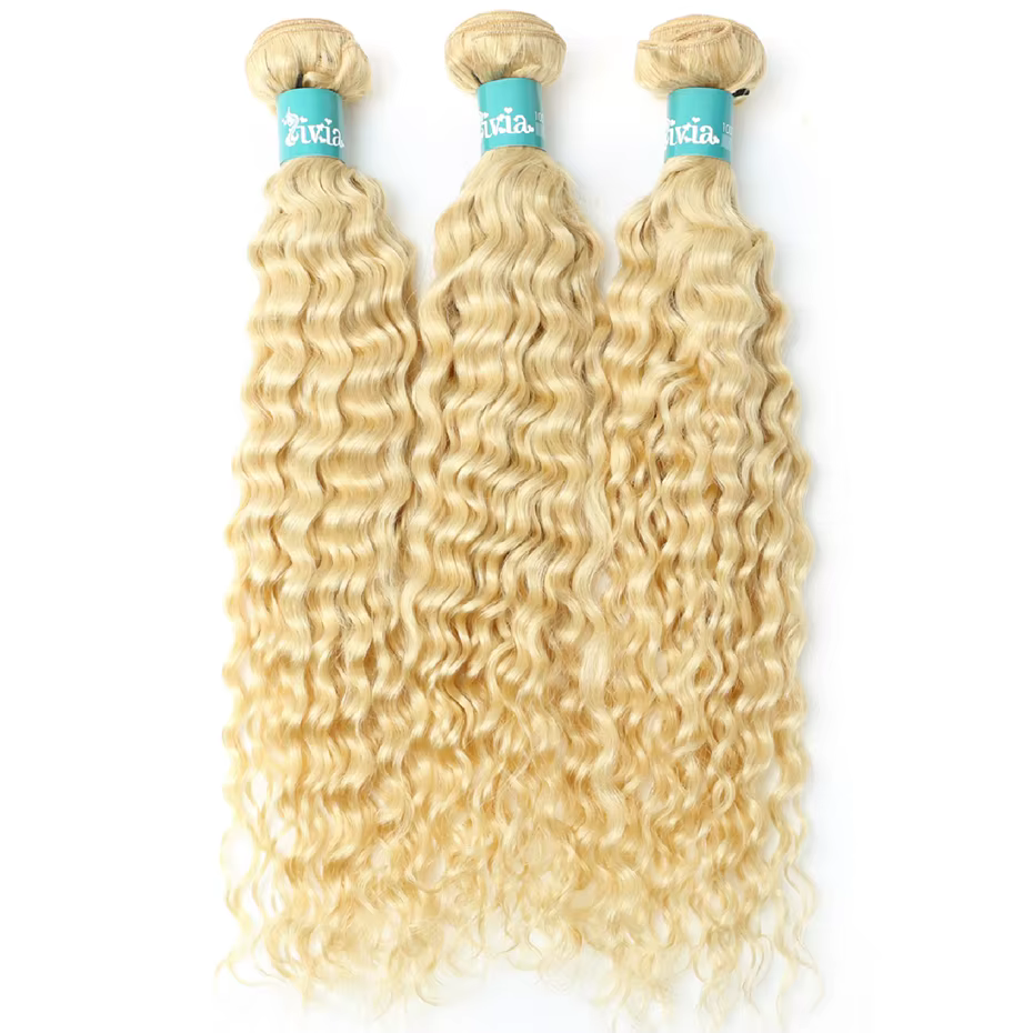 8-32 pouces vague profonde paquets de cheveux humains Remy cheveux brésiliens 613 couleur Blonde vag