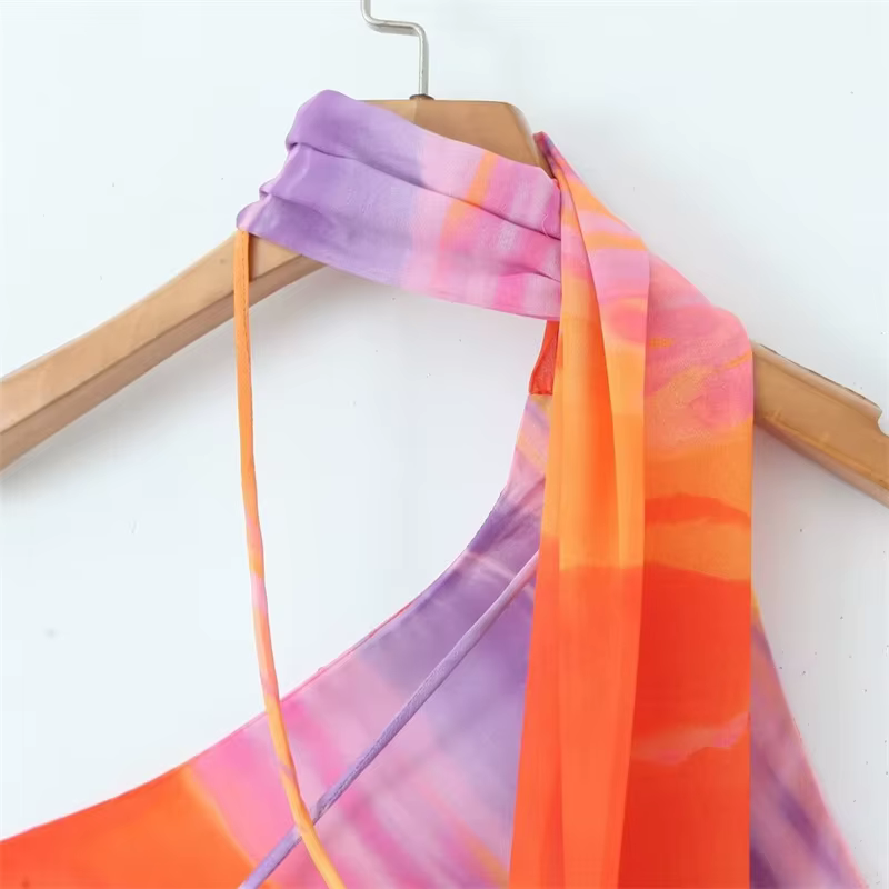 KEYANKETIAN nouveau lancement vacances vent femmes rayé cravate-teinture streamer décoration asymétr