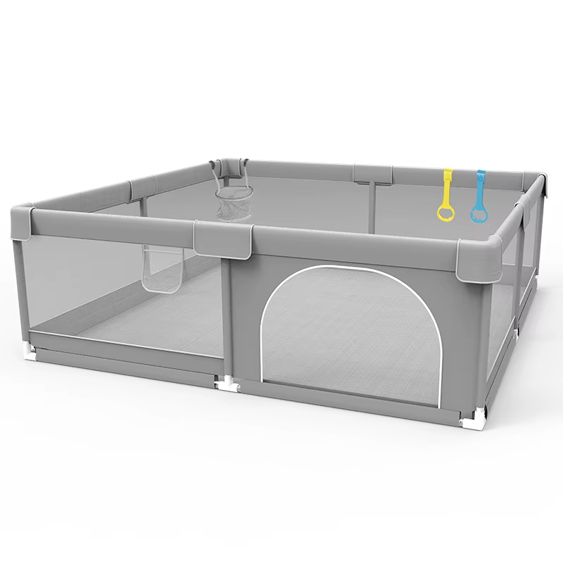 IMBABY Aire de jeux pour bébé 150x180 cm Parc pour bébé Boîte de clôture pour enfants grise avec par