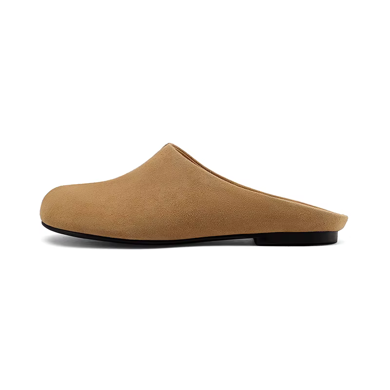 SmallHut Nouvelle Tendance 2026 Mules d'été pour femme en daim de vache, coloris Noir, Kaki, Chocola