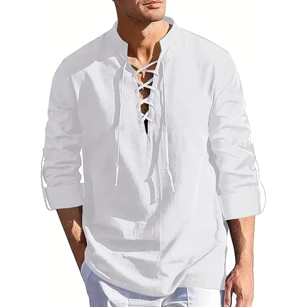 Chemise Renaissance pour hommes, haut Pirate Viking médiéval, manches longues, Costume d'halloween,