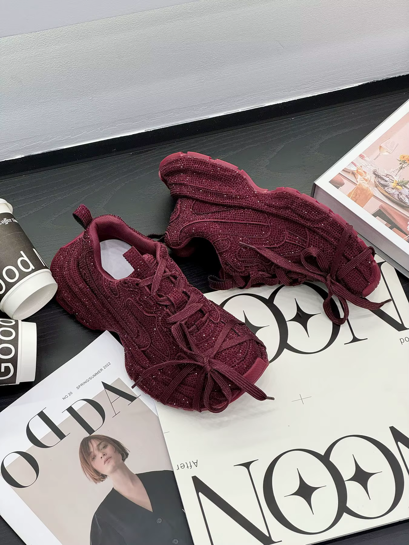 Chaussures décontractées tendance pour femme, style Gypsy, à semelle épaisse, ornées de strass, coll