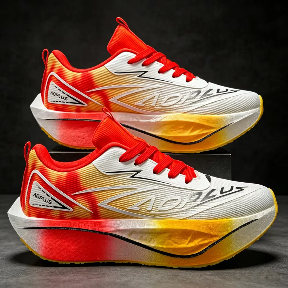 Chaussures de course pour hommes, spécialité sportive, semelle en carbone, marathon, respirantes, lé