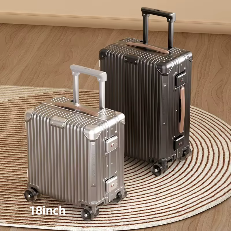 Valise de luxe matériau PC de haute qualité avec cadre en aluminium boîtier de chariot à verrouillag