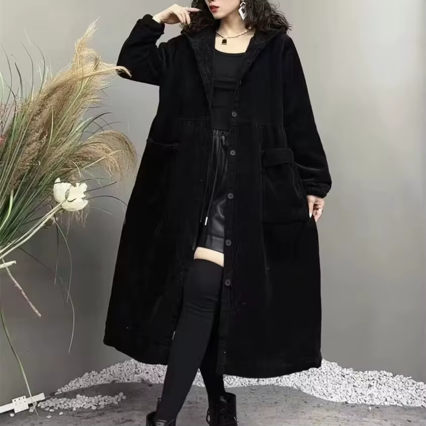 Manteau épais d'automne et d'hiver 2026, tendance, grand manteau coupe-vent marron, grande poche, ma
