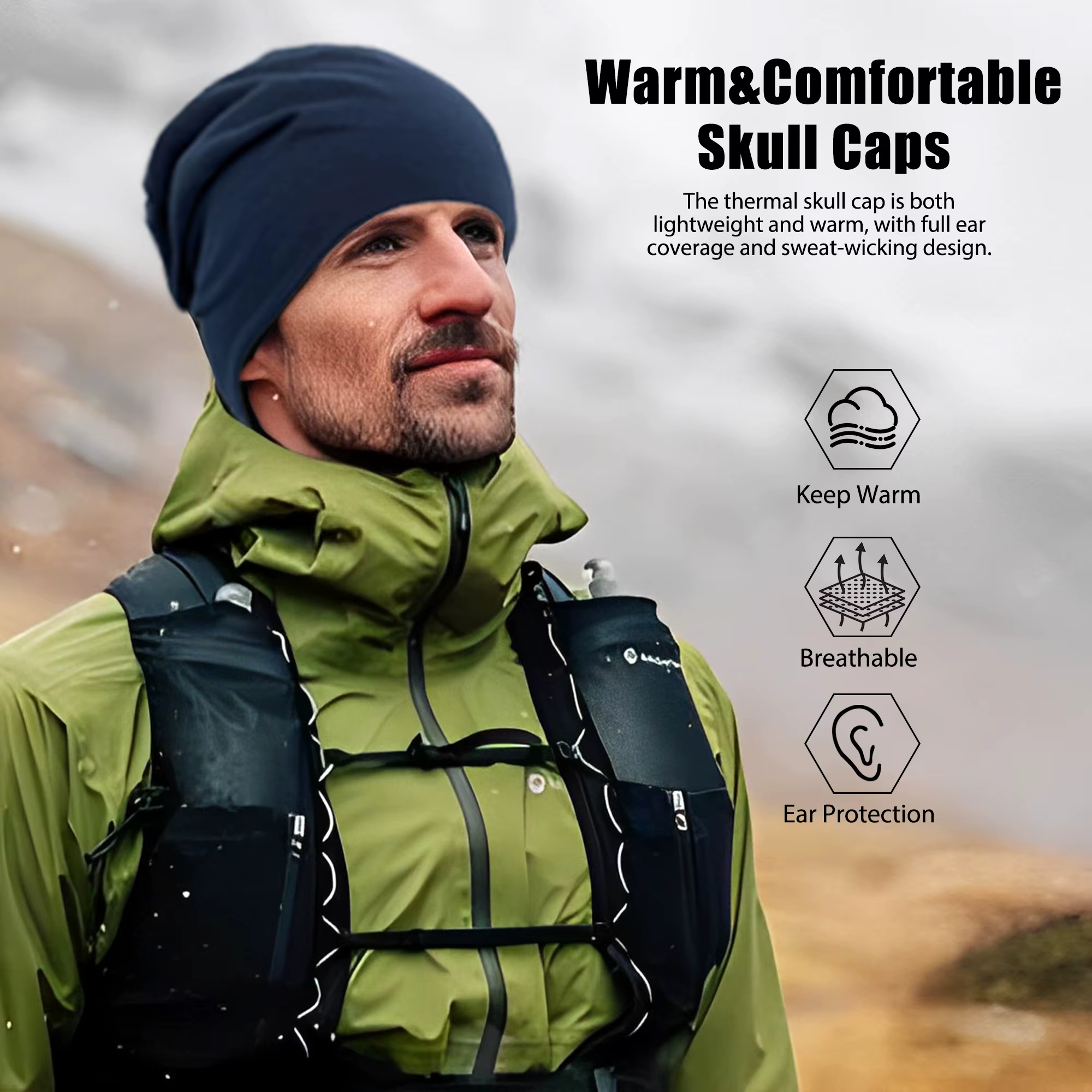 Bonnet Unisexe en Tissu Uni - Bonnet Doux et Léger pour l'Hiver, Chaud pour Hommes et Femmes, Hip-Ho