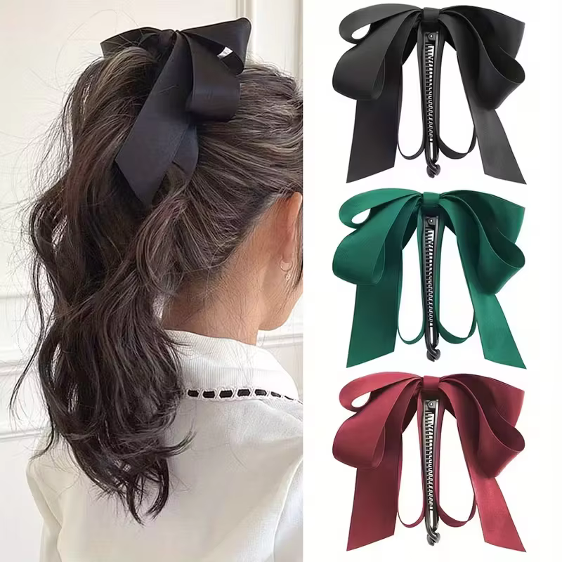 Pince à cheveux à pompon avec nœud, satin haut de gamme, style Y2K, décoration de coiffure et access