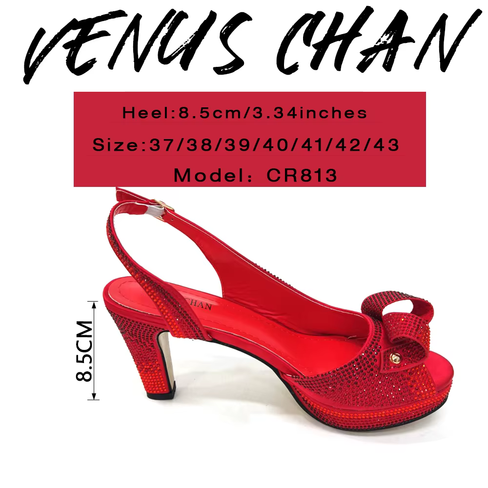 Pantoufles en cristal de conception italienne rouge, chaussures populaires nigérianes et africaines,
