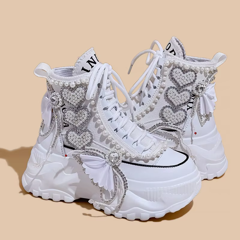 Mode chaussures pour femmes printemps décontracté semelle épaisse 8cm baskets de créateur filles à l