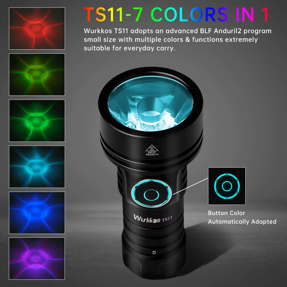 Wurkkos – Mini lampe de poche TS11, 18350, USB C, Rechargeable, EDC SFT40, torche puissante, 2000LM,