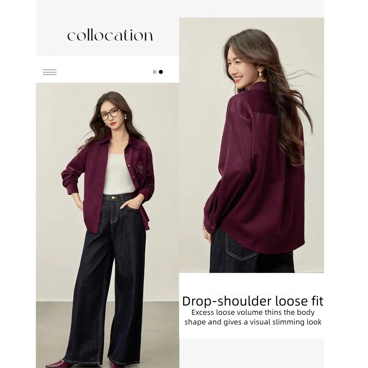 Chemise en velours côtelé de coton SENTUBILA pour femme, collection automne 2026, décontractée, brod