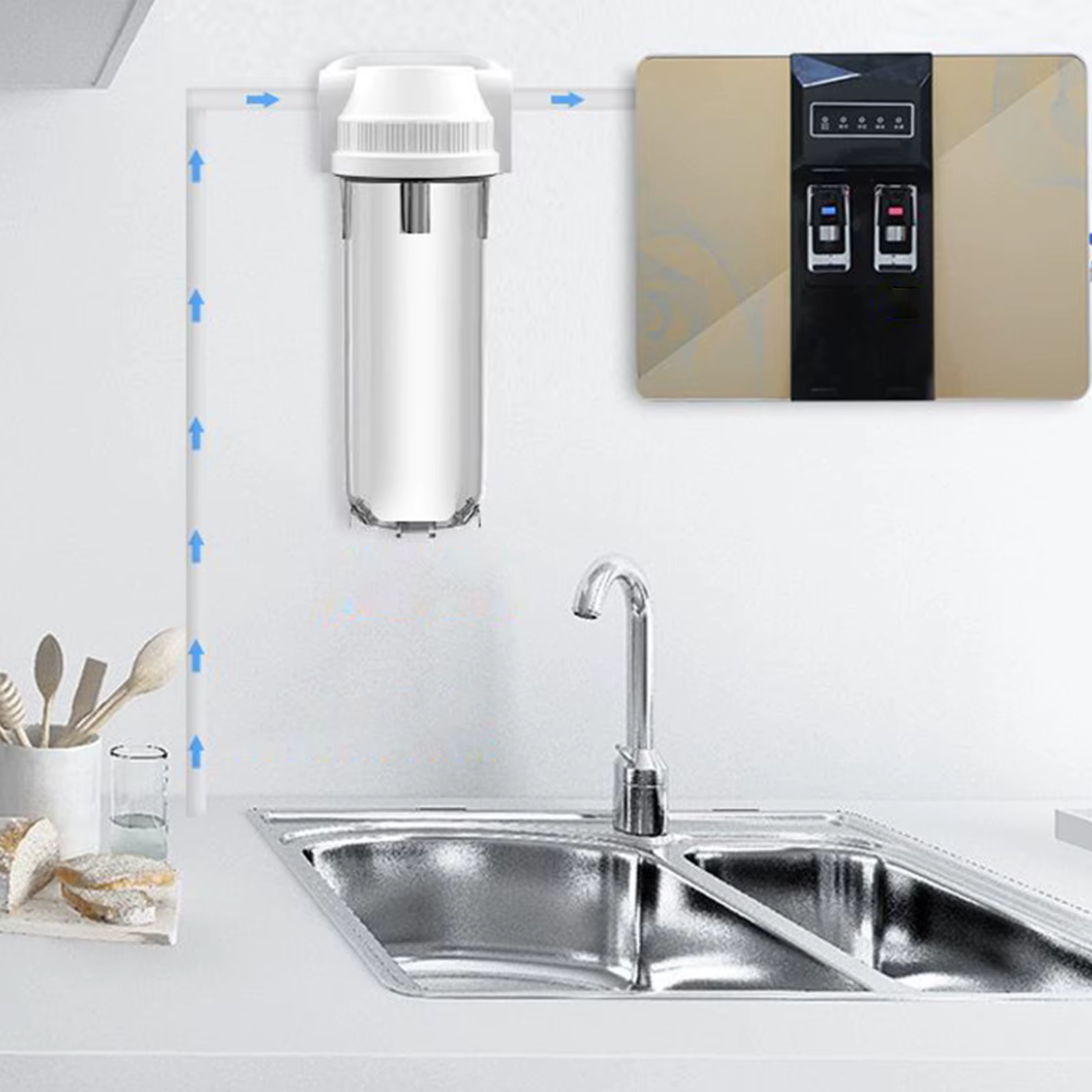 Filtre de bouteille résistant de 10 pouces, filtres à eau PET transparents remplaçables pour purific