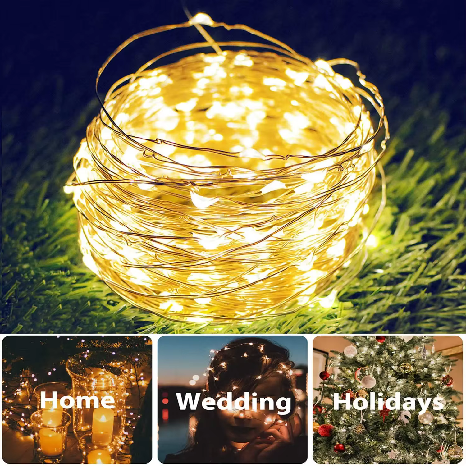Guirlande solaire d'extérieur LED guirlande féerique 8 modes jardin cour fête décoration de noël lam