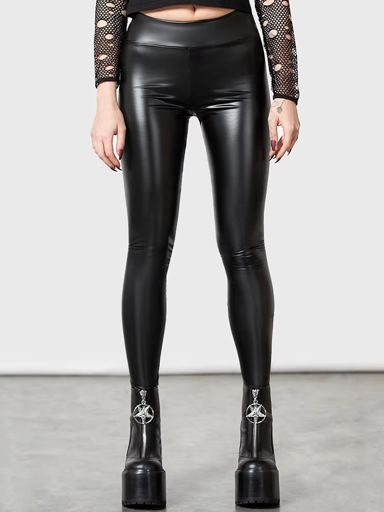 Pantalon en cuir PU extensible pour femmes, taille haute, moulant, sans couture, personnalisé, Look