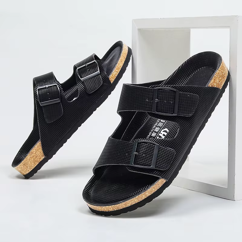 Pantoufles d'Été en Liège pour Homme et Femme, Sabots Décontractés, Sandales à Double Structure, Cui