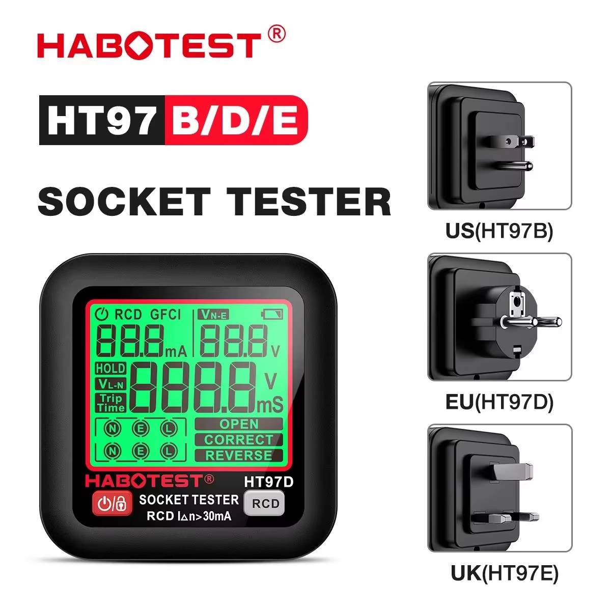 HABOTEST HT97 testeur de prise numérique détecteur de tension intelligent RCD GFCI Test de tension p