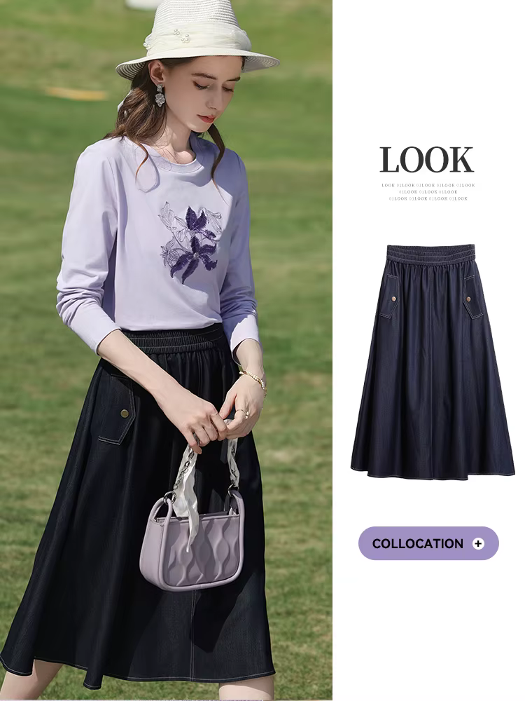 I BELIEVE YOU T-shirt à manches longues lilas pour femme, collection Printemps 2026, avec broderie f