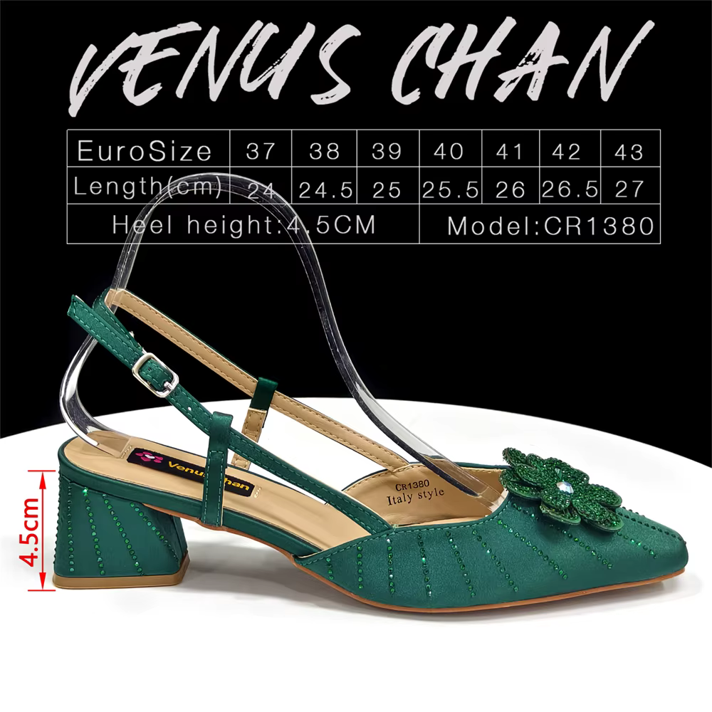 Escarpins et sac italiens pour fête, Style INS, bout pointu, strass, talons hauts élégants, couleur