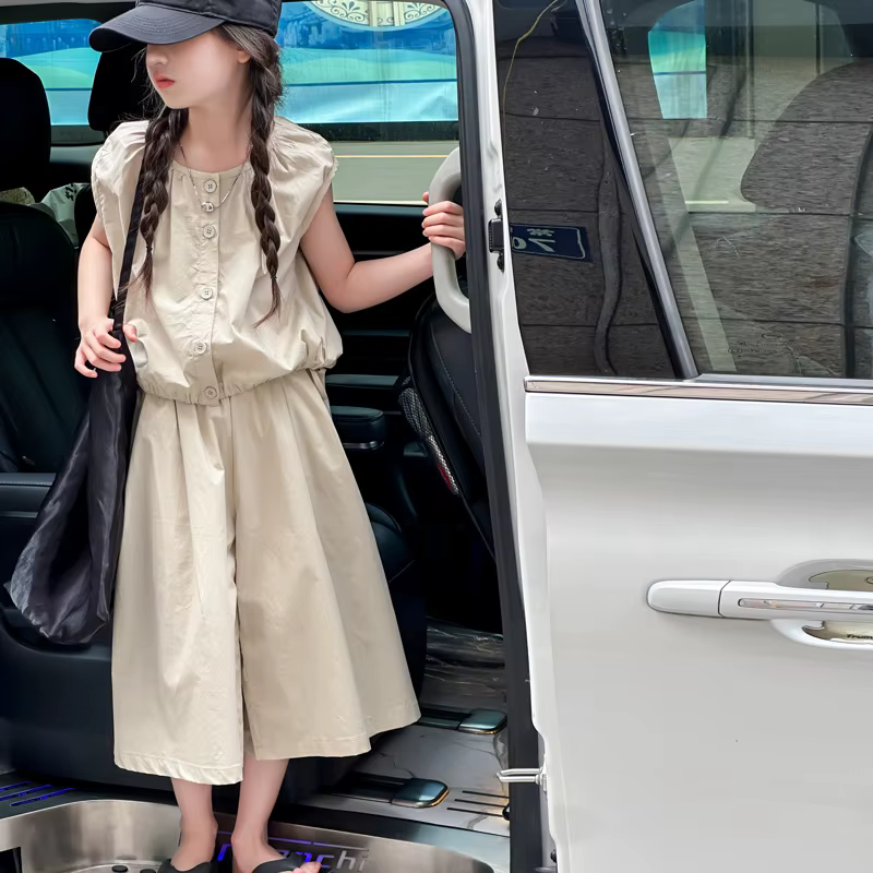 Ensemble tendance été 2026 pour filles, style coréen, jupe-pantalon large décontractée pour adolesce