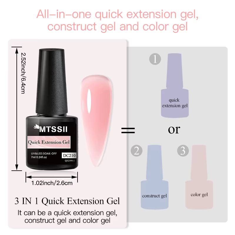 MTSSII 7ml Extension rapide vernis à ongles gelée Transparent nu rose rouge Gel dur construction rap