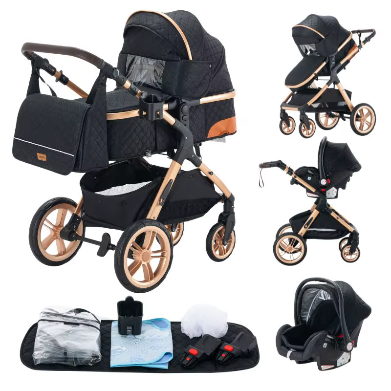 Poussette 3 en 1 pour bébé, voiturette pour bébé, articles pour nouveau-né, poussettes légères, sièg