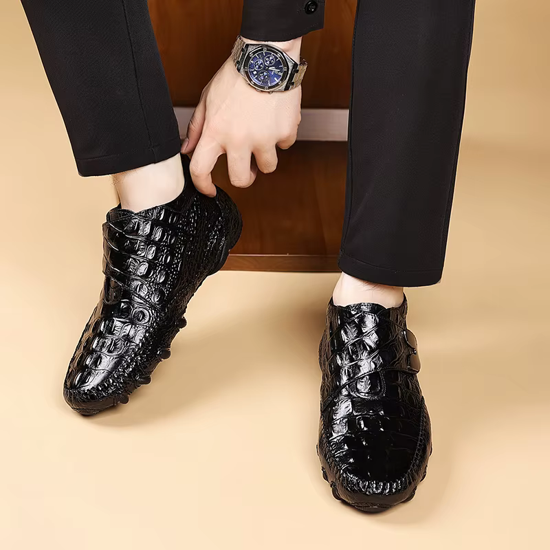 Mode Crocodile à motifs en cuir hommes chaussures de cheville décontractées marque de luxe affaires 