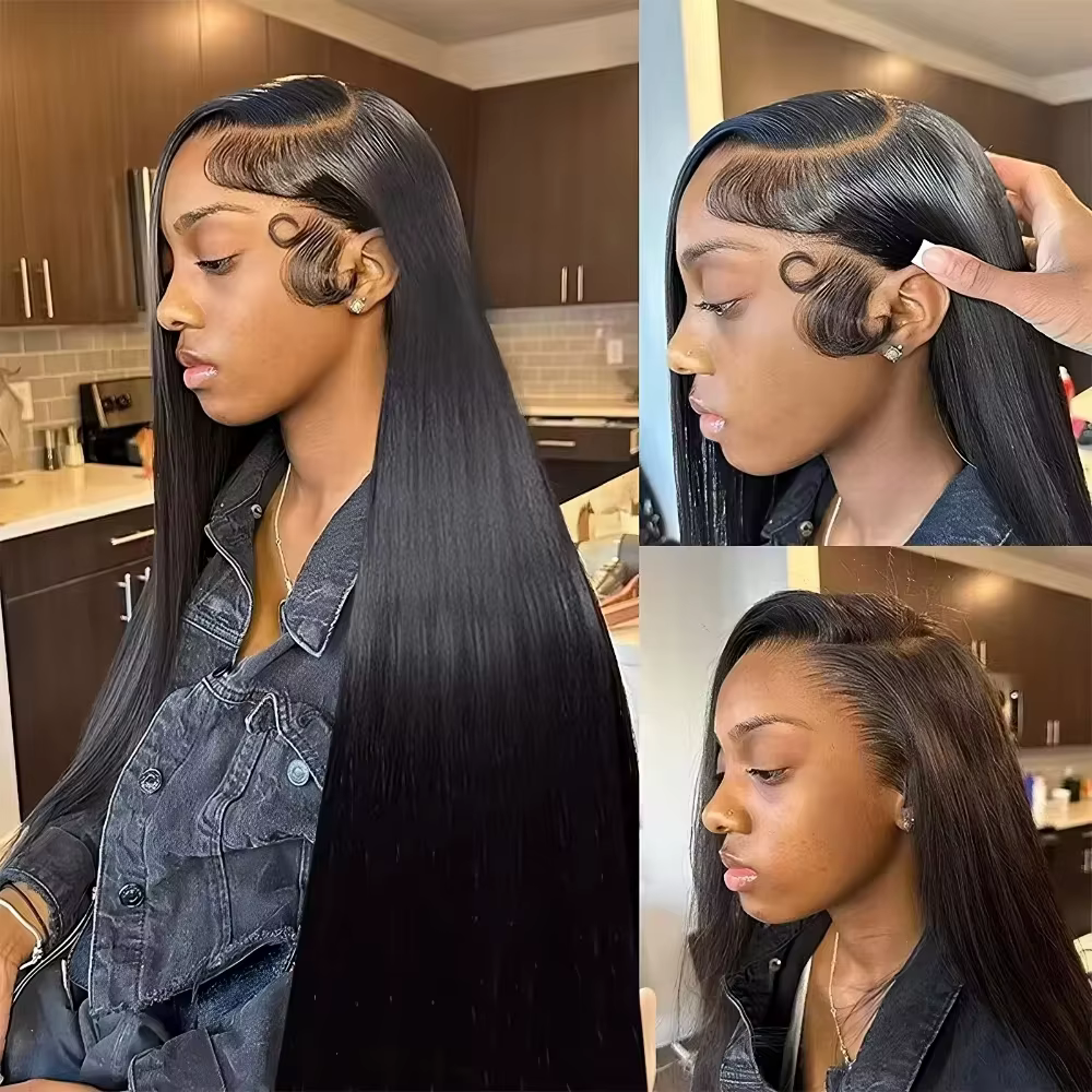 30 pouces 200 densité droite perruques de cheveux humains 13x6 Hd dentelle frontale perruque 360 den