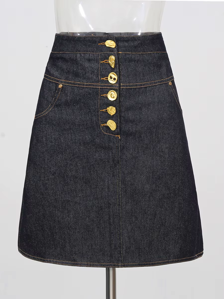 TWOTWINSTYLE – ensemble deux pièces à boutons épissés pour femmes, haut à manches longues, taille ha
