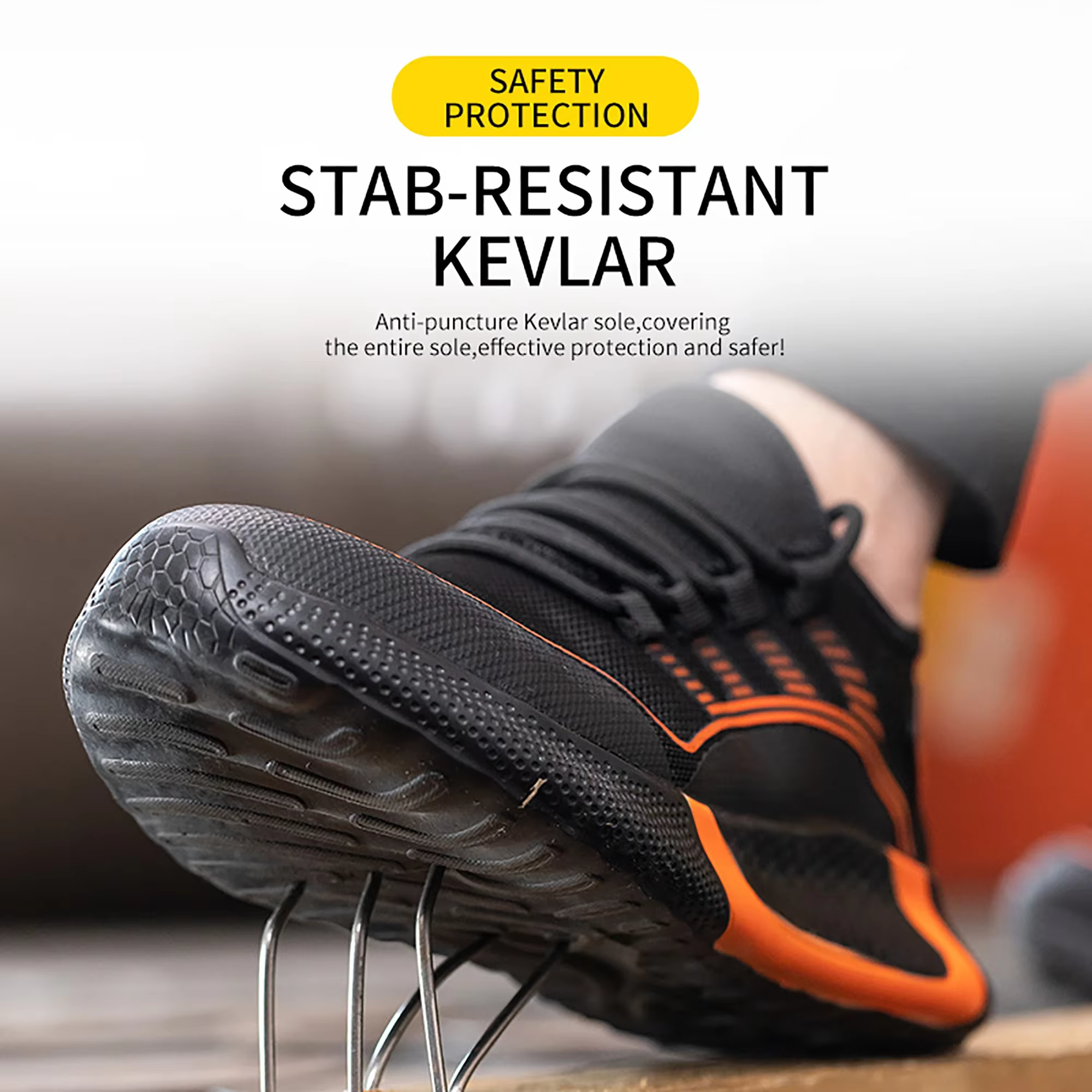 Chaussures de sécurité grande taille 50 pour hommes, baskets Anti-écrasement avec embout en acier, A