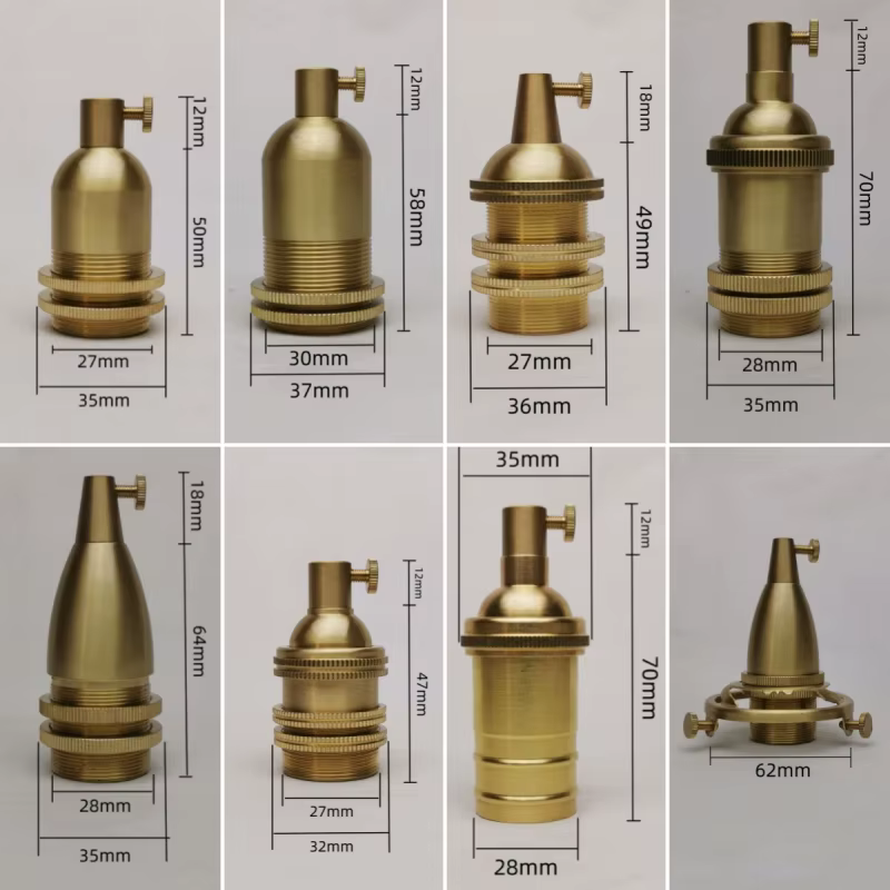 Douille de lampe en laiton spirale E14 E12 rétro, Base de plafonnier, accessoires en céramique tout 