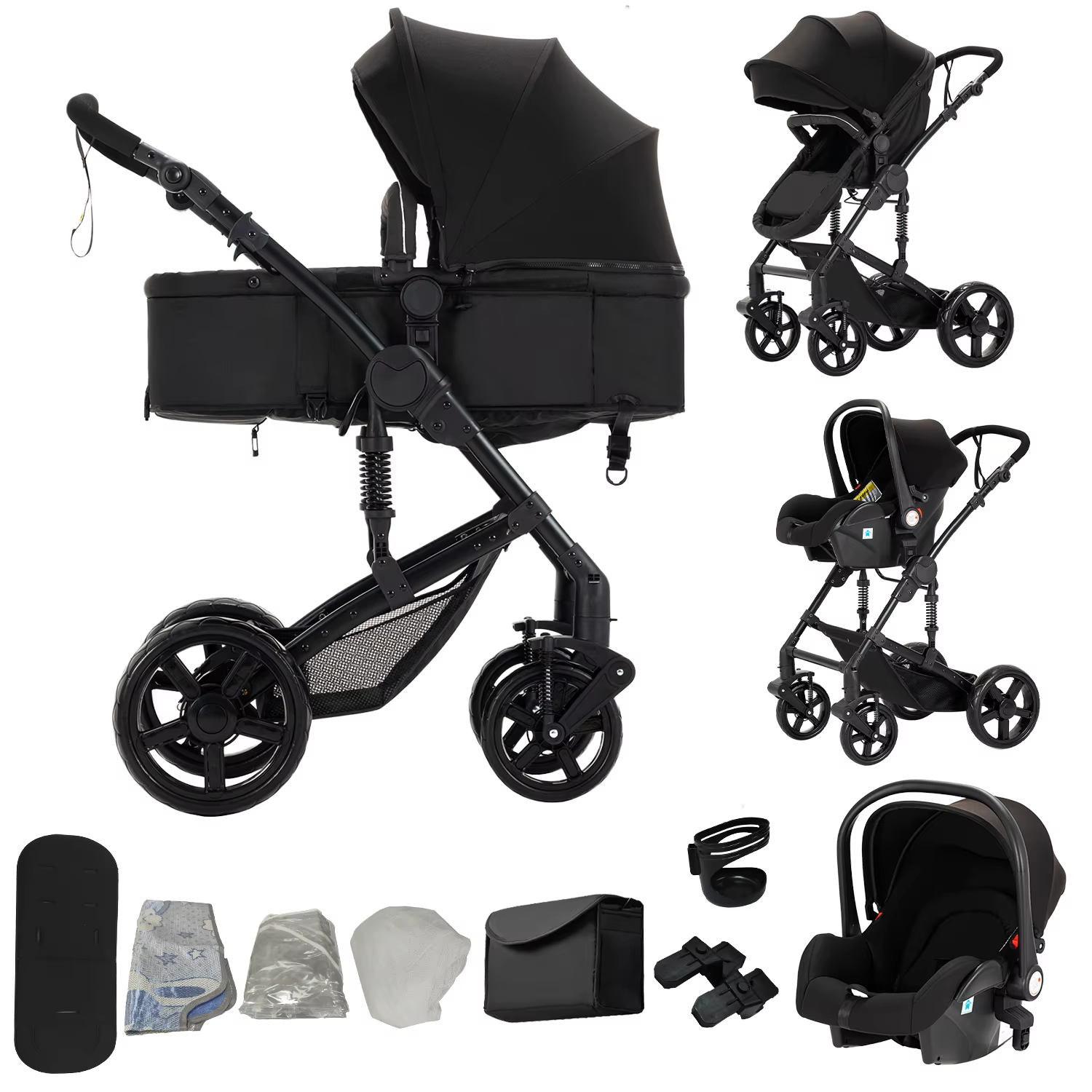 Poussette bébé 3-en-1 innovante, design tendance avec siège auto confortable, nacelle spacieuse et f