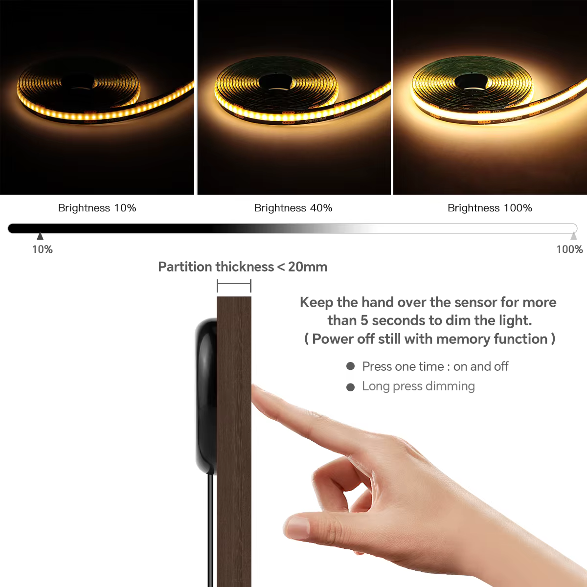 Grille en bois de noyer rideau acoustique panneau mural bande lumineuse LED noir PCB COB Kit tactile