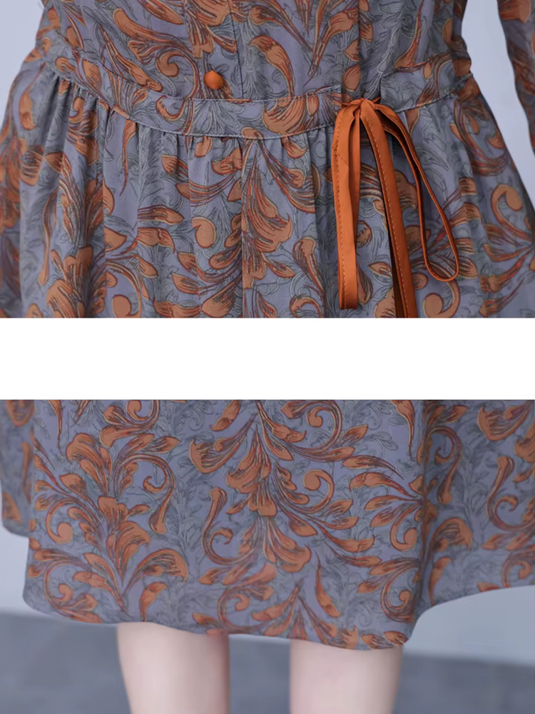 Robe mi-longue à manches longues et col à volants pour femmes, robe de soirée élégante, tambour coré