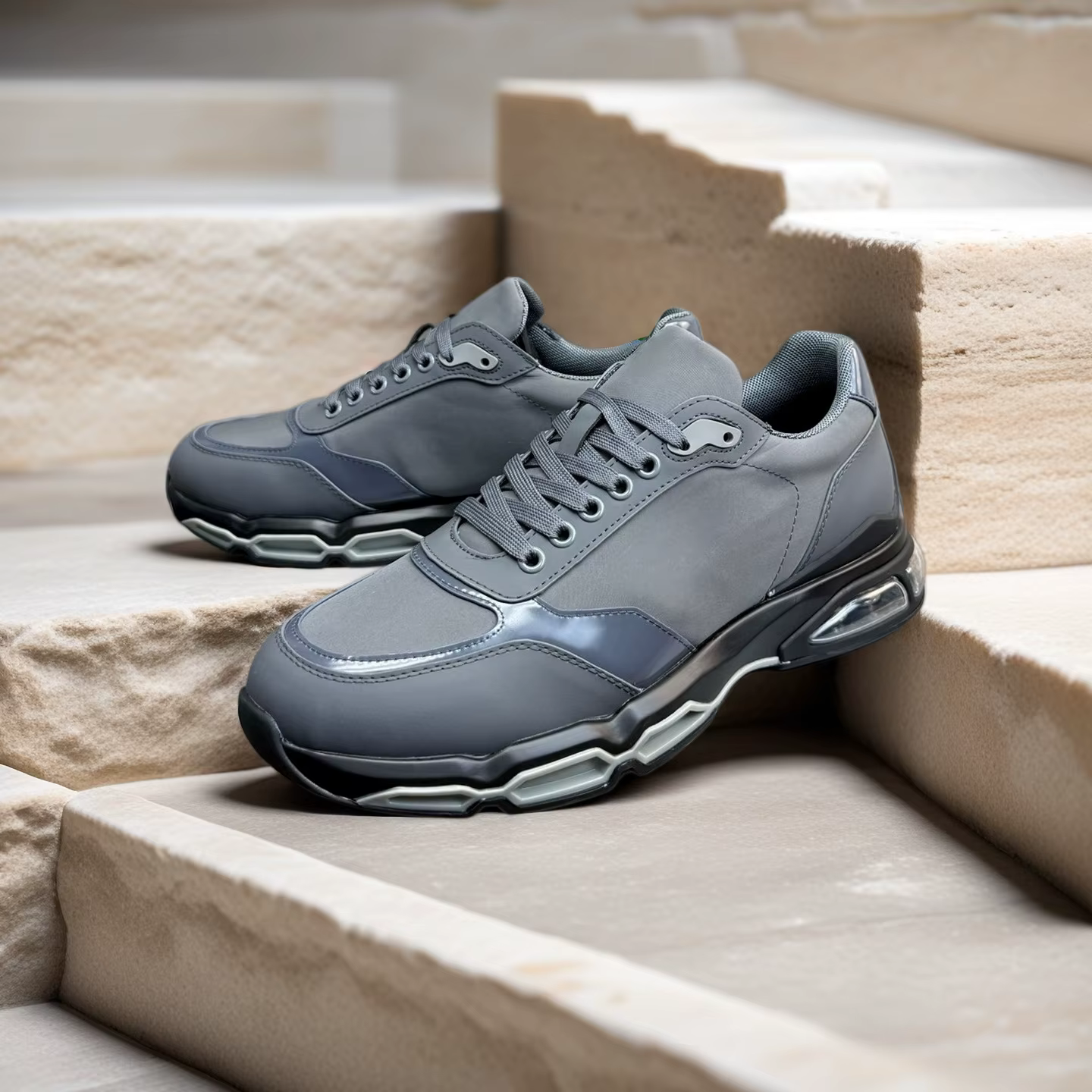 Chaussures de sport décontractées de luxe pour hommes, fabriquées à la main, en cuir de vachette ple
