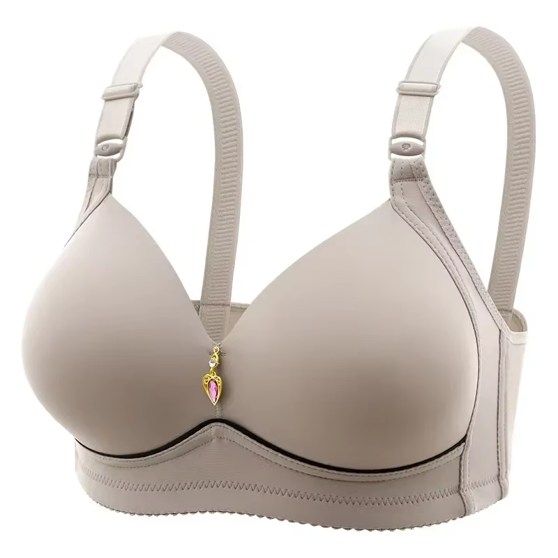 Soutien-gorge pour maman, sans anneau en acier, respirant, froncé, sous-vêtements pour dames, bonnet