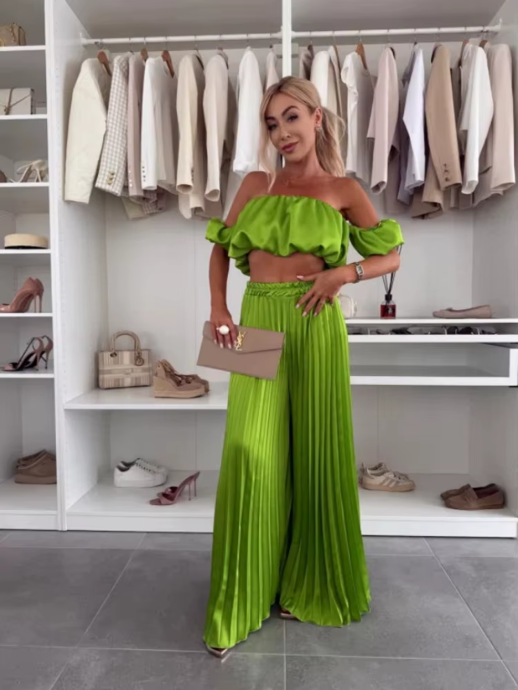 Costume sans bretelles pour femmes, élégant, décontracté, couleur unie, pantalon élastique pliable, 