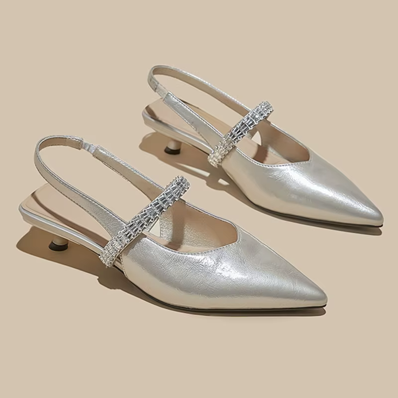 Sandales fermées à talon aiguille et bout pointu pour femme, style Mary Jane, grande taille, avec br
