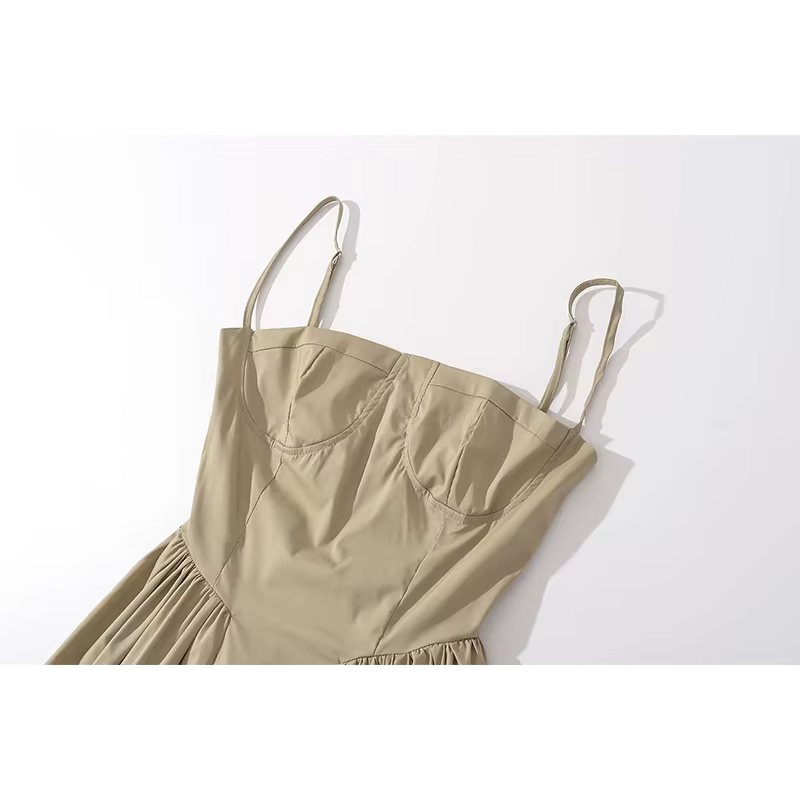 YENKYE-Robe mi-longue sexy pour femme, style corset, taille basse, épissée, froncée, plissée, balanç