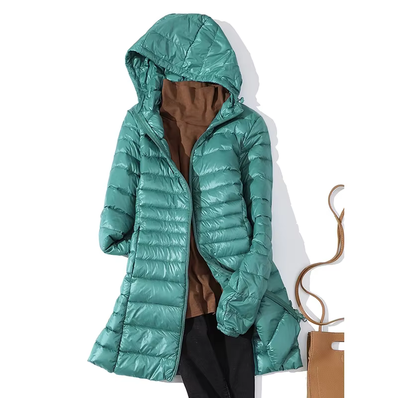 Veste bouffante ultralégère en duvet de canard pour femme, manteau chaud et Portable à capuche, coup