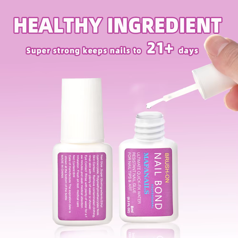 1 ensemble de colle adhésive pour ongles à séchage rapide, 8ml, faux-points en acrylique, strass, li