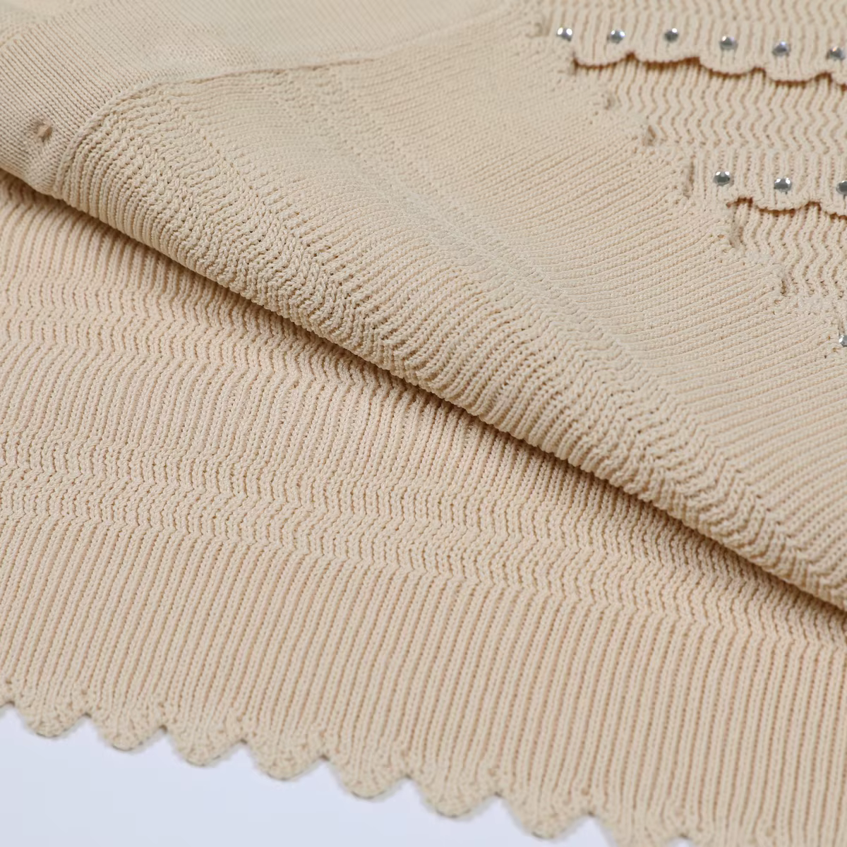 Ensemble Cardigan + camisole + jupe demi-jupe en dentelle tricotée avec strass, quatre couleurs, hau