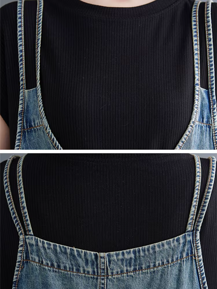 Salopette en jean d'été ample grande taille pour femmes, combinaisons surdimensionnées décontractées